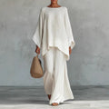 Linen Blend Shirt and Wide-Leg Pants Lounge Set